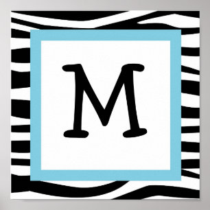 Póster Trendy Zebra Print Nursery Wall Art Name Print