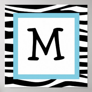 Póster Trendy Zebra Print Nursery Wall Art Name Print