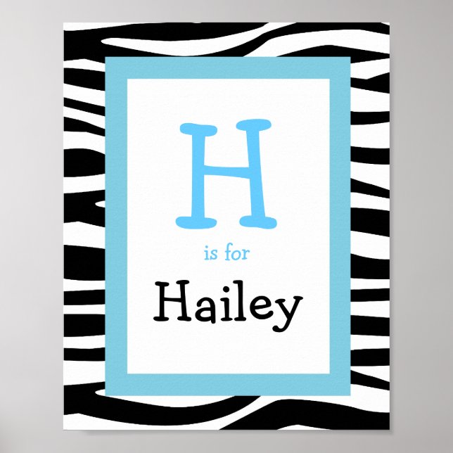 Póster Trendy Zebra Print Nursery Wall Art Name Print (Frente)