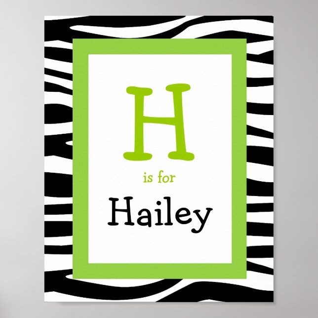 Póster Trendy Zebra Print Nursery Wall Art Name Print (Frente)