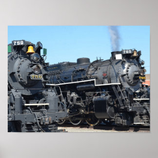 Póster Trenes con motor de vapor 759 y 765 de la placa de