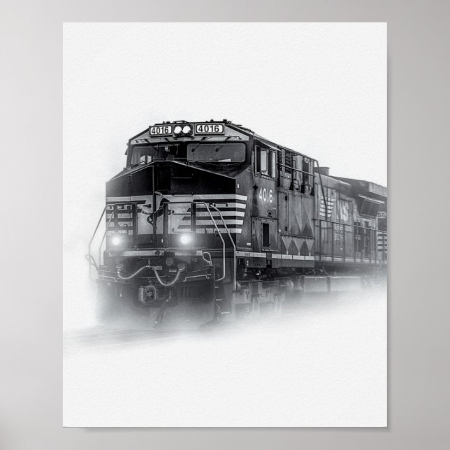 Póster Trenes en blanco y negro (Frente)