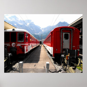 Póster Trenes en Engelberg en las montañas suizas