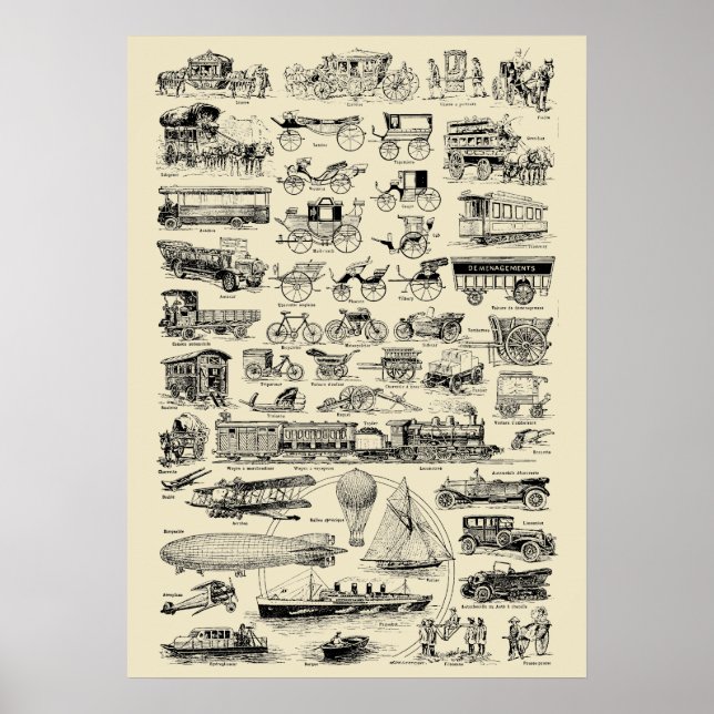 Póster Trenes y automóviles Vintage Planes (Frente)