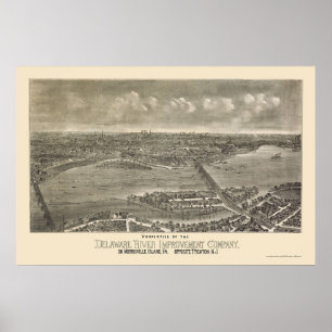 Póster Trenton, mapa panorámico de NJ - 1900