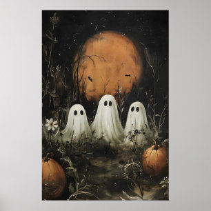 Póster Tres adorables fantasmas en el bosque - Luz de cal