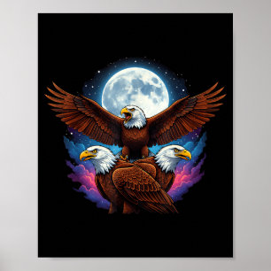 Póster Tres águila calva luna meme divertido amante de la