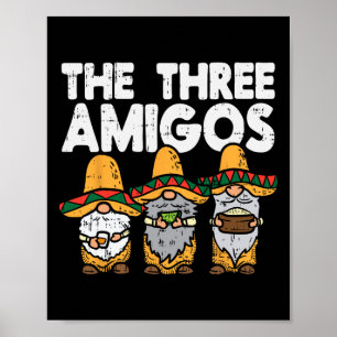 Póster Tres amigos nómadas mexicanos cutan cinco de mayo