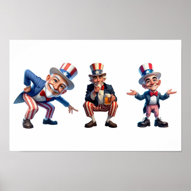 Póster Tres ancianos vestidos como Tío Sam (Frente)