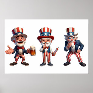 Póster Tres ancianos vestidos como Tío Sam