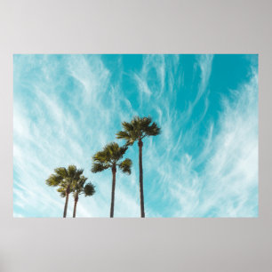 Póster Tres árboles de hojas verdes debajo de las nubes d