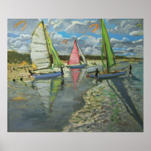 Póster Tres barcos de vela Bray Dunes Francia