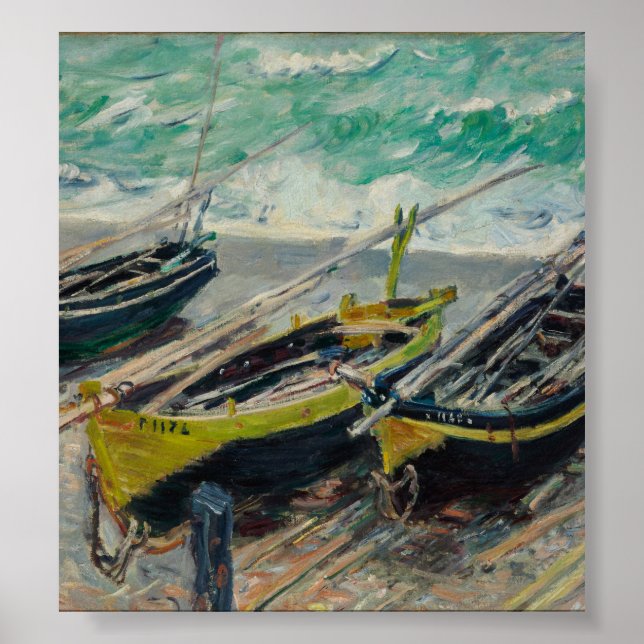Póster Tres barcos pesqueros de Claude Monet (Frente)
