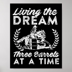 Póster Tres Barriles A La Vez Camisas Rodeo Tees A Caball