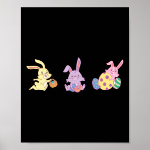 Póster Tres Bunnies Cuidados Con Ropa De Pascua Para Niño