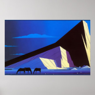 Póster Tres Caballos - 1987; Estados Unidos Eyvind Earle