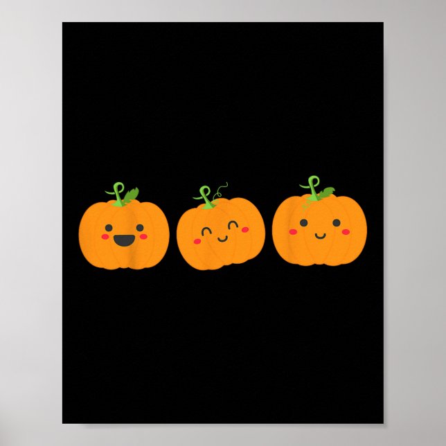 Póster Tres calabazas lindas para los niños halloween y f (Frente)