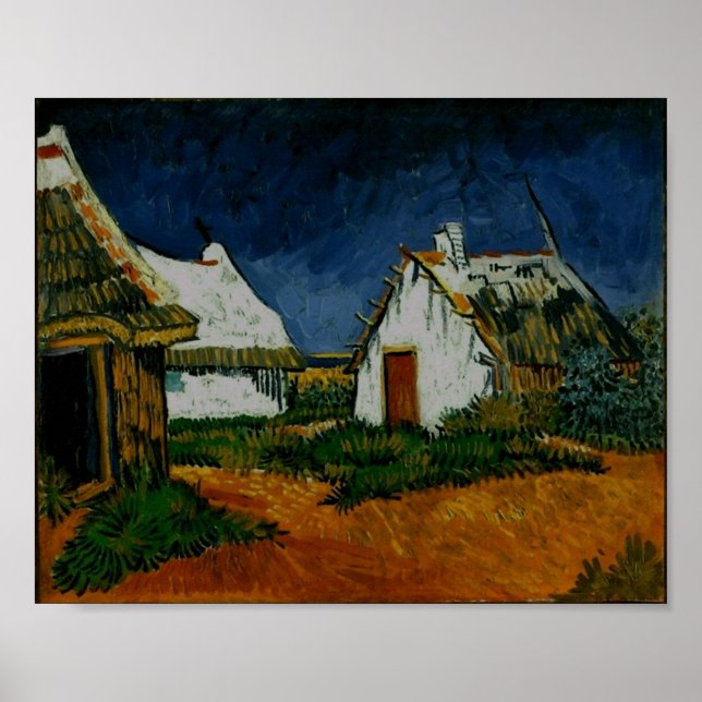 Póster Tres casas blancas Saintes-Maries Van Gogh Fine (Frente)