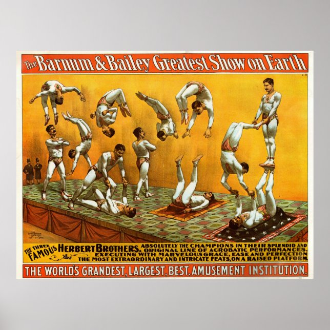 Póster Tres célebres Herbert Brothers Circus Poster (Frente)