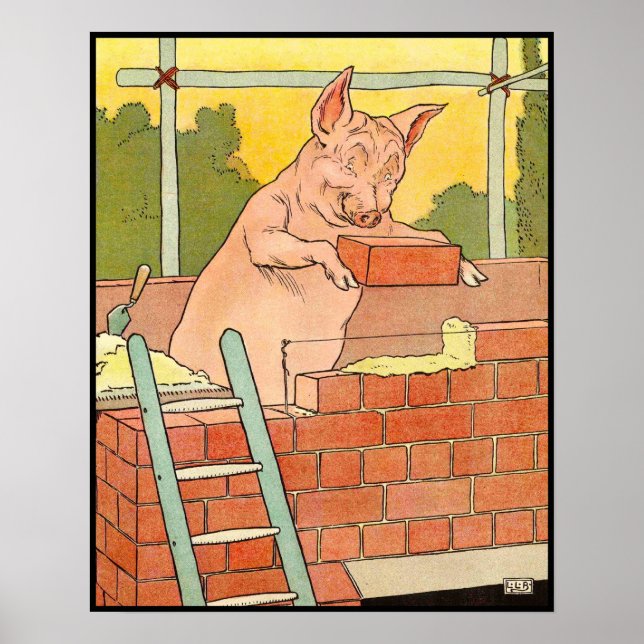 Póster Tres Cerditos: Ladrillos para construir una casa (Frente)