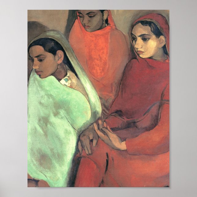 Póster Tres Chicas De Amrita Sher Gil (Frente)