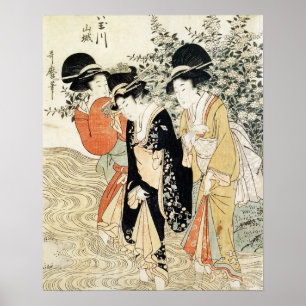 Póster Tres chicas que se baten en un río, de la 'moda