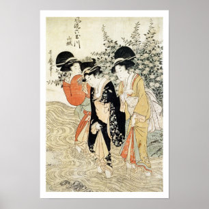 Póster Tres chicas que se baten en un río, de la 'moda