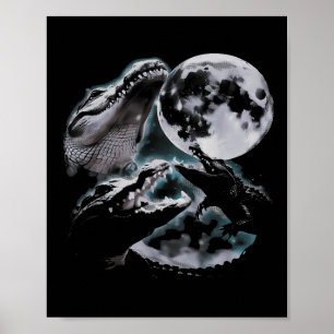 Póster Tres Cocodrilos Luna Divertida 3 Lagarto Muerto Lu