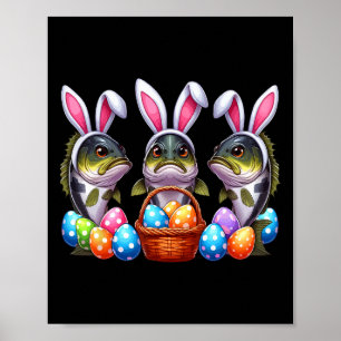 Póster Tres conejos de Pascua B Peces Cazando Huevos Boce
