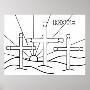 Póster Tres cruces en una colina