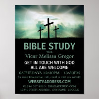 Tres cruces, publicidad de clase de la Biblia cris