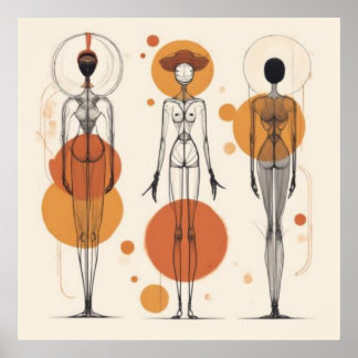 Póster Tres Cuerpos en Equilibrio — Ritmo Geométrico