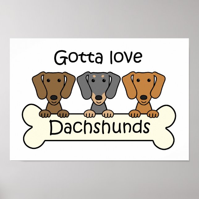 Póster Tres Dachshunds (Frente)