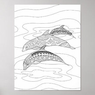 Póster Tres delfines Poster de coloración para adultos