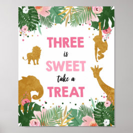 Póster Tres es el Rótulo de cumpleaños del Chica de anima