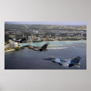 Póster Tres Falcones de combate F-16 vuelan en formación