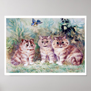 Póster Tres gatitos, Louis Wain
