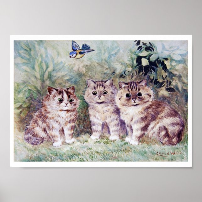 Póster Tres gatitos, Louis Wain (Frente)