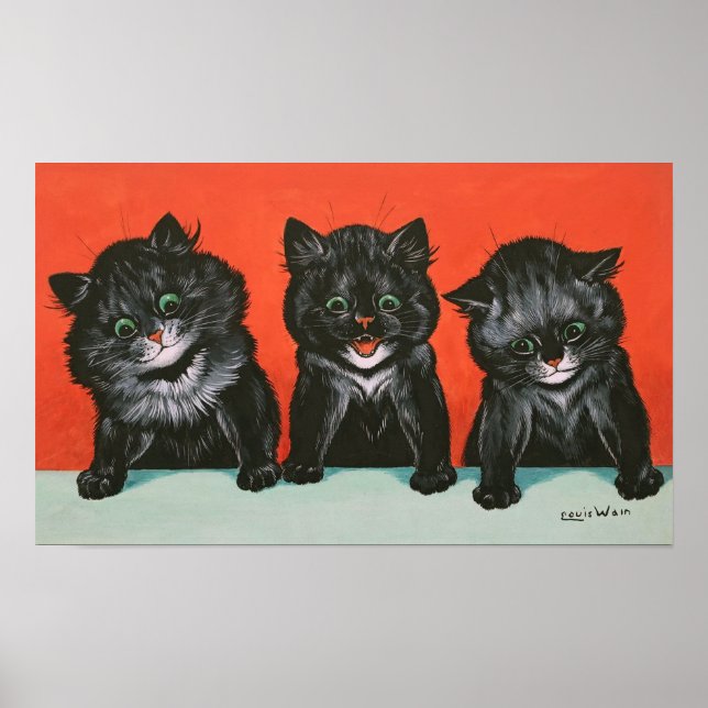 Póster Tres gatitos, Louis Wain (Frente)