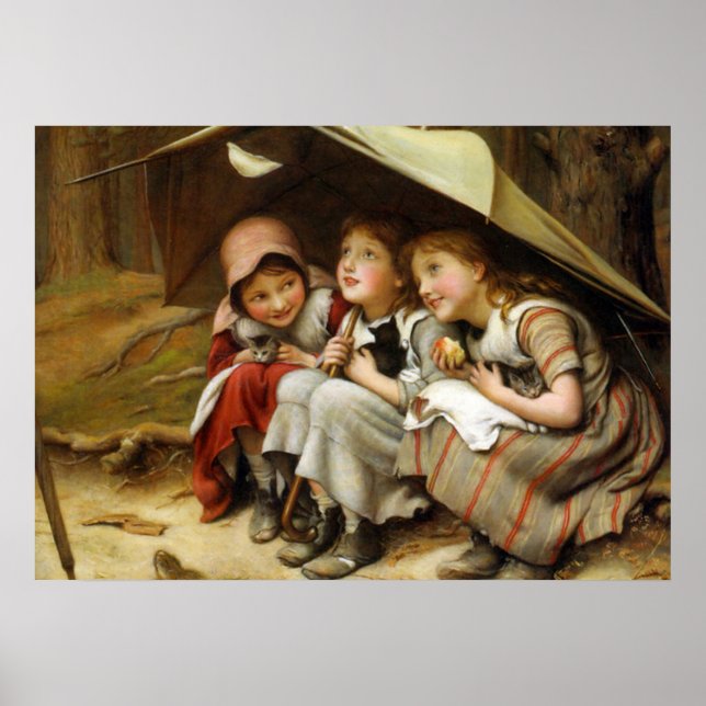 Póster "Tres gatitos pequeños" (Frente)