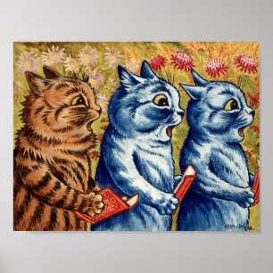 Póster Tres gatos cantando por Louis Wain Poster