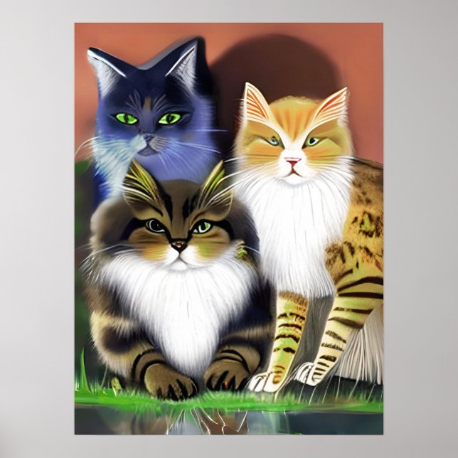 Póster Tres gatos con actitud (Frente)