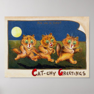 Póster Tres Gatos con Prisa, Louis Wain