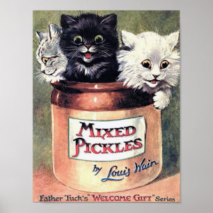 Póster Tres Gatos en un Tarro de Pickle, Louis Wain