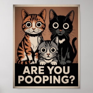 Póster tres Gatos & una Pregunta ¿Estás Defecando? Gato D