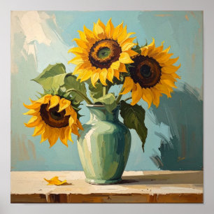 Póster Tres girasoles después de Van Gogh