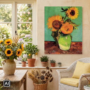 Póster Tres girasoles en un jarrón por Vincent van Gogh