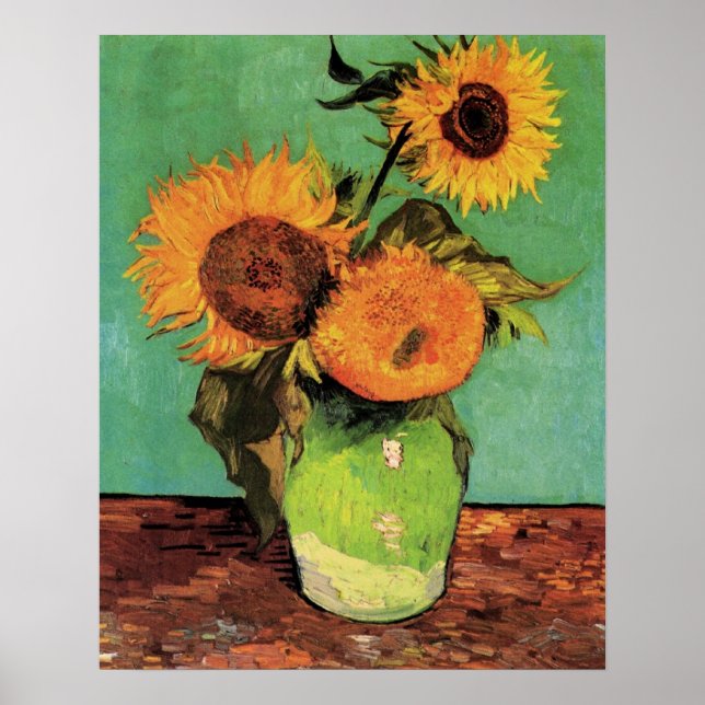 Póster Tres girasoles en una bolsa de Van Gogh (Frente)