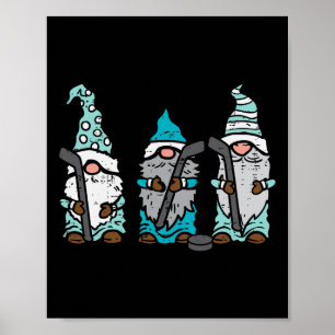 Póster Tres gnomos nórdicos jugador de hockey sobre hielo