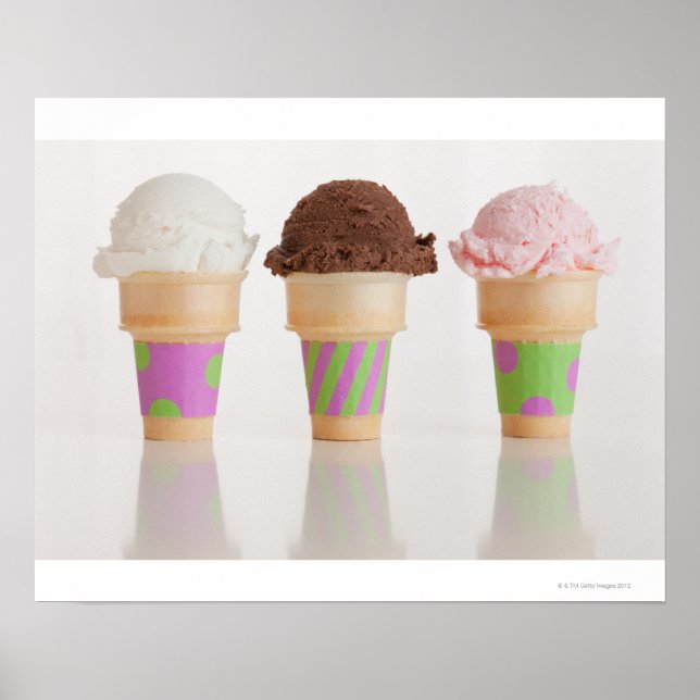Póster Tres helados conos (Frente)